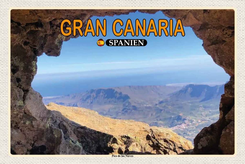 vianmo Holzschild 20x30 cm Gran Canaria Spanien Pico de Nieves Berg Bildmotiv Reisemotiv Europa