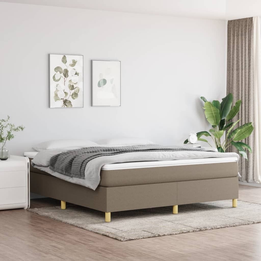 The Living Store Boxspringbett mit Matratze Taupe 160x200 cm Stoff