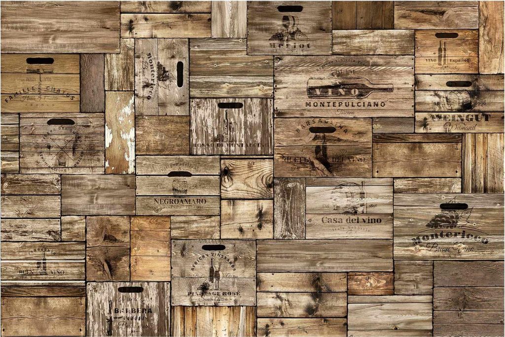 Fototapete Muster - Vliestapete - Bildtapete UV-beständig Design braun Holzoptik Vintage Wandtapete geruchsfrei