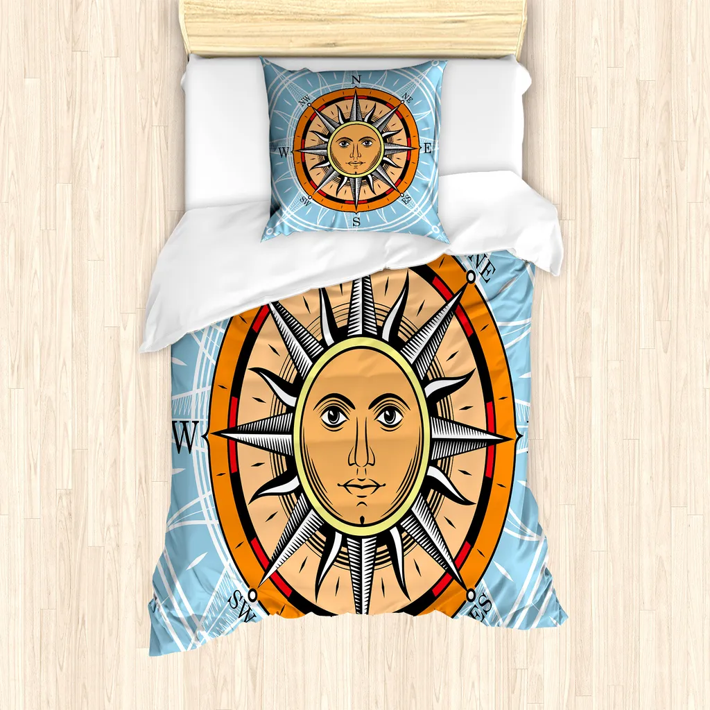 ABAKUHAUS Set copripiumino per letti singoli, strumento a forma di sole, antiacaro, adatto a chi soffre di allergie, con federa, 135 cm x 200 cm - 80 x 80 cm, multicolore