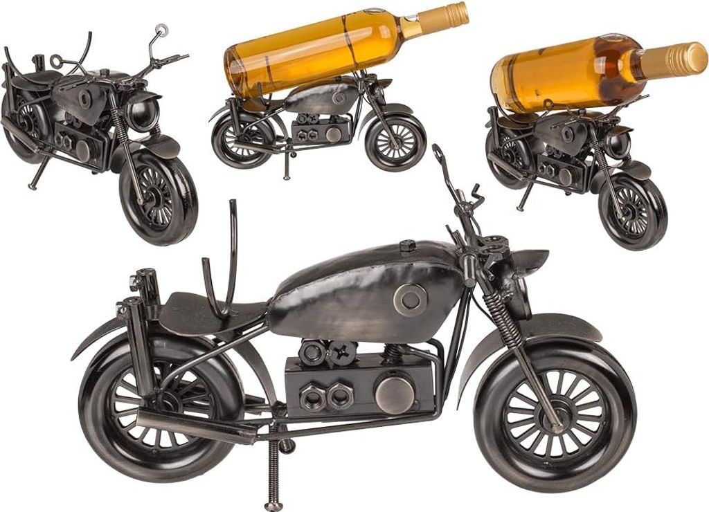 Metall-Flaschenhalter, Motorrad IV, 30 x 17,5 cm, Silber Produktbild 