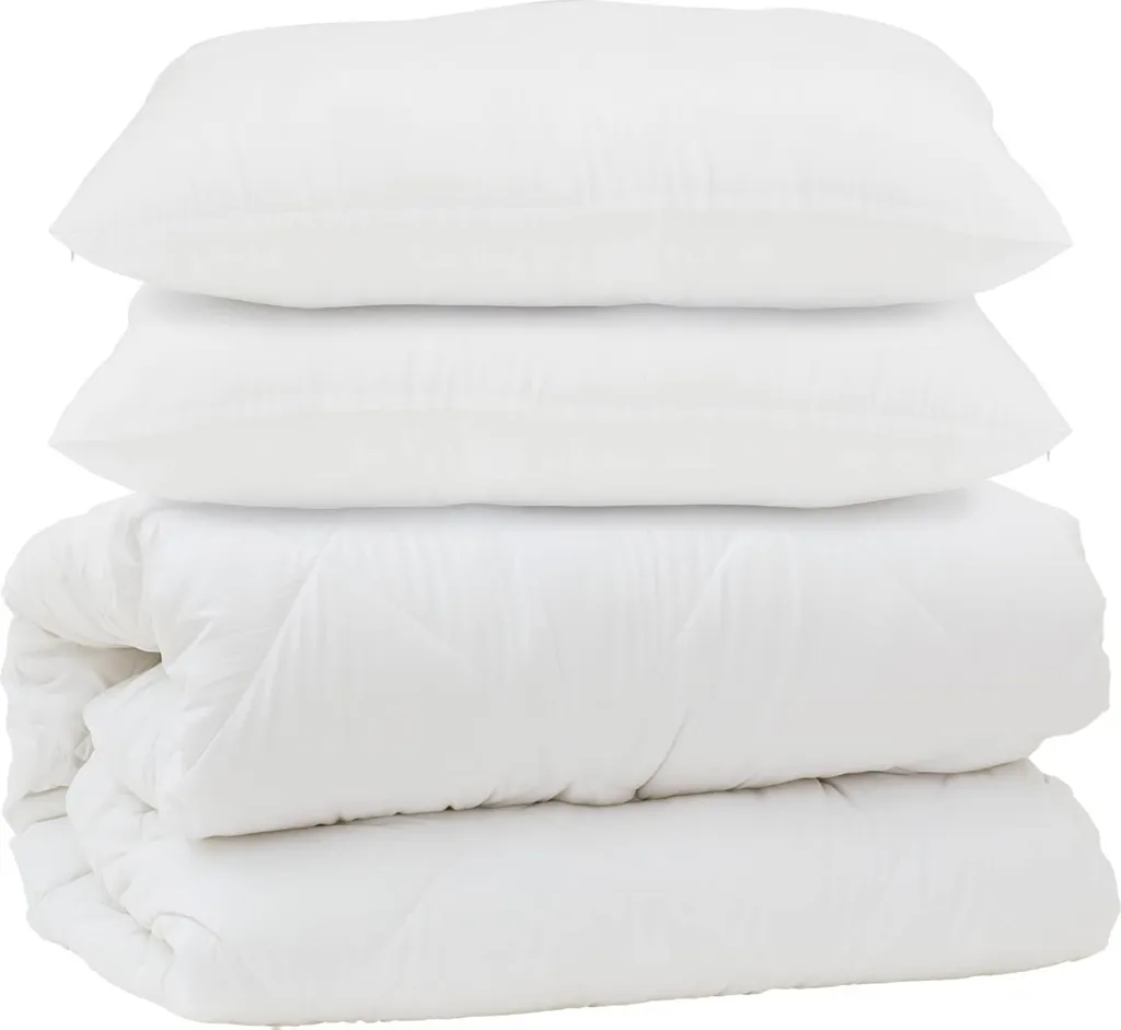 Piumino Bianco vidaXL + 2 Cuscini Microfibra - Set Letto All-Season