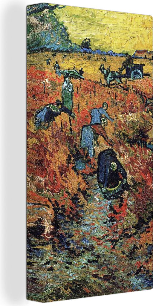 MuchoWow - Leinwandbilder - Der rote Weinberg - Vincent van Gogh, Wandbild, Wanddeko Bilder Wohnzimmer, 20x40 cm