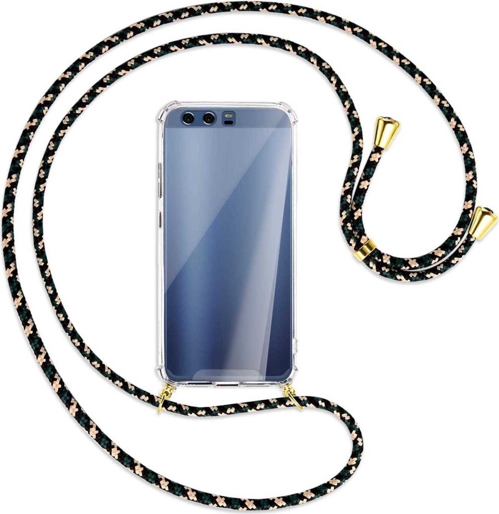 Handykette Backcover-Schutzhülle mit Band (Metall goldfarben) für Huawei P10 - camouflage