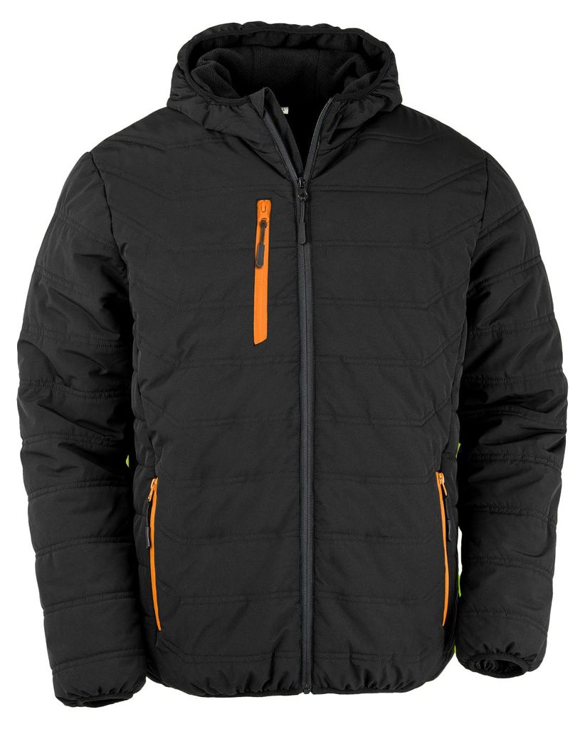 Result Genuine Recycled - "Compass" Steppjacke für Herren - Winter FK2990 (XS) (Schwarz/Orange)
