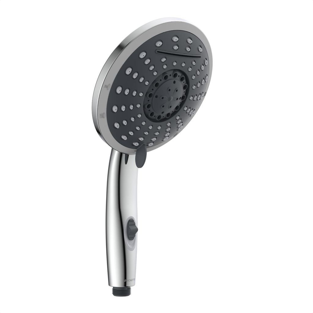 Handbrause NIAGARA, Wellness-Duschkopf mit 5 Strahlarten und Schwallauslauf, Brausekopf mit Wasserstopp-Funktion, Chrom