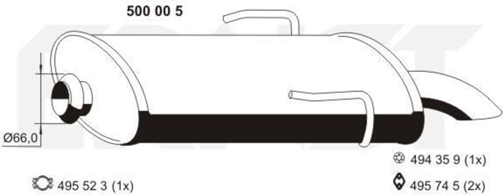 ERNST 500005 Endschalldämpfer passend für PEUGEOT 106 II Produktbild 