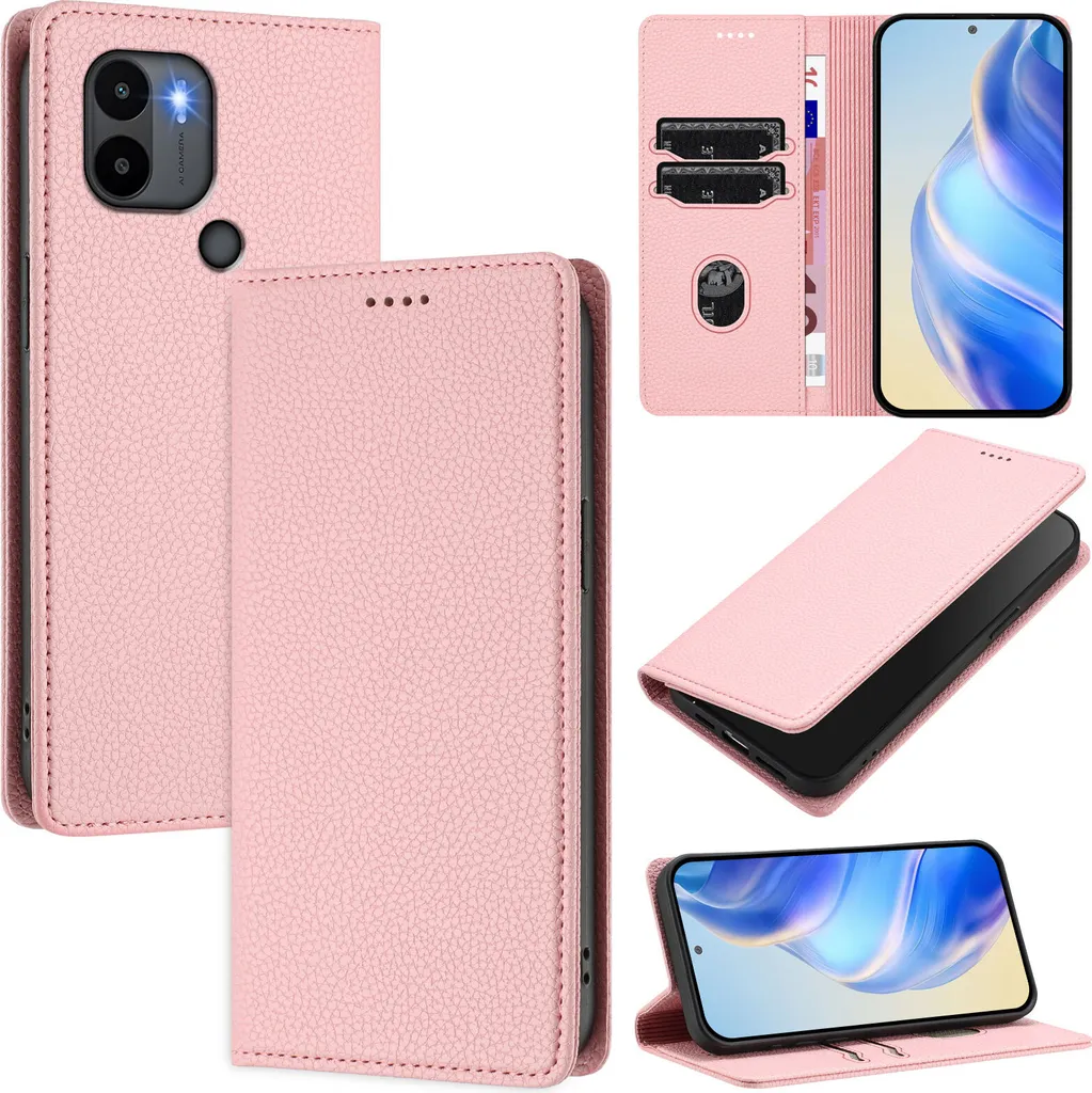 Custodia Portafoglio Rosa In Pelle PU Con Supporto Per Doogee X95, TPU Silicone