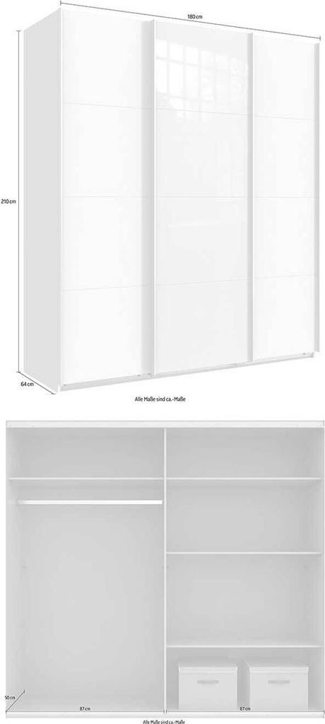 Schwebetürenschrank Kleiderschrank Norderstedt 180x64x236cm Produktbild 3