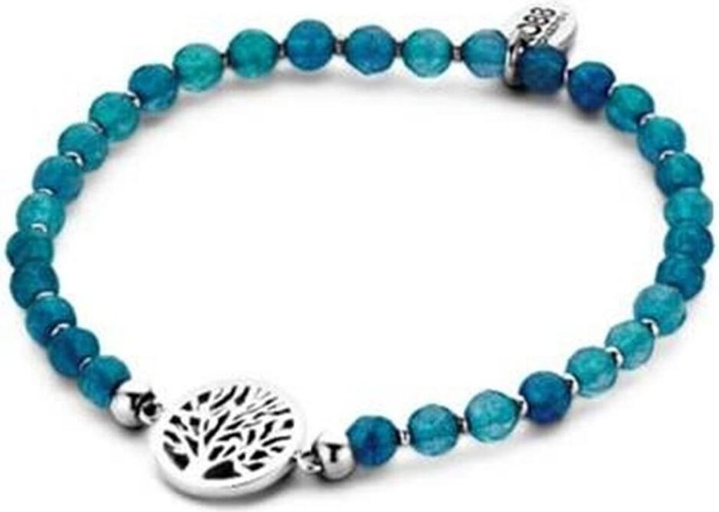 CO88 Collection Beloved 8CB-90226 Armband mit Stahleinsätzen – Lebensbaum Ø 12 mm – Jade-Naturstein 4 mm – Einheitsgröße – Blau / Silbe...
