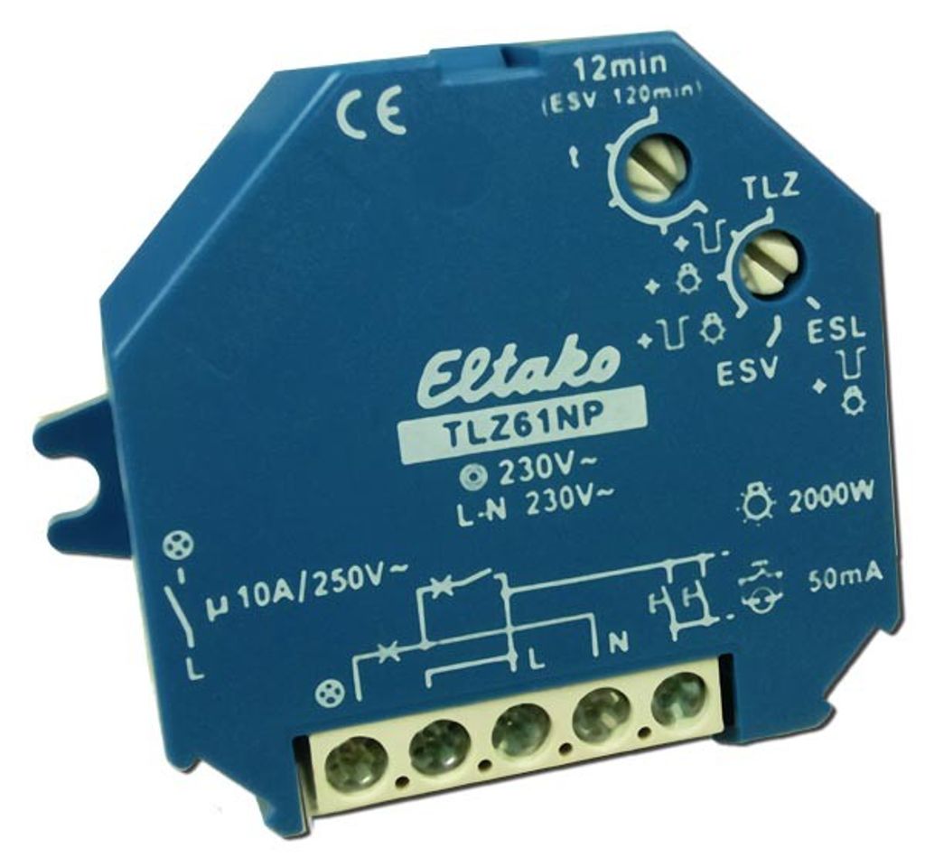 ELTAKO Treppenlicht-Zeitschalter, 230V, 1 Schließer, nicht potenzialfrei, 10A/250V AC, 1 Stk.