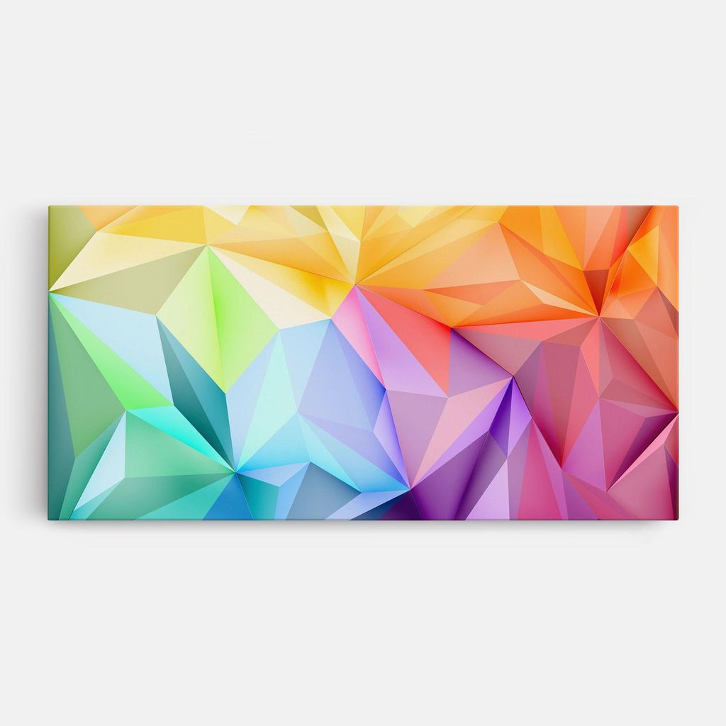 ARTHUB Leinwandbild 40x80 cm, Rainbow Triangle Mix | Wohnzimmerdekoration, Hängende Bilder, Wanddekoration, Heimdekoration, Abstrakte, Geometrische