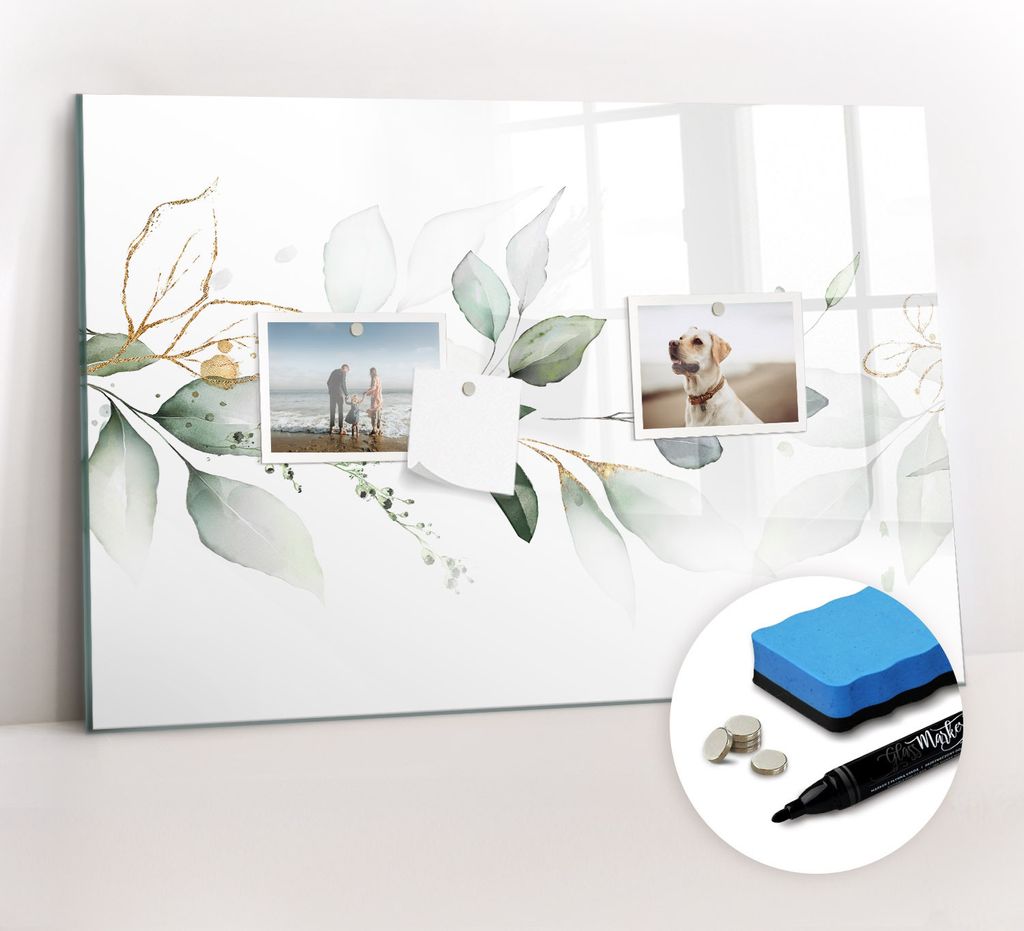 Magnetpinnwand Memoboard - Zubehörsatz - Schwarzer Marker + Schwamm + Magnete - 60 x 40 cm - Verlässt die Abstraktion