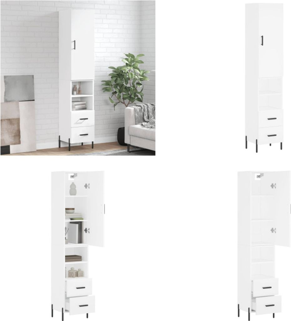 vidaXL Highboard Weiß 34,5x34x180 cm Holzwerkstoff - Highboard - Highboards - Sideboard - Schrank