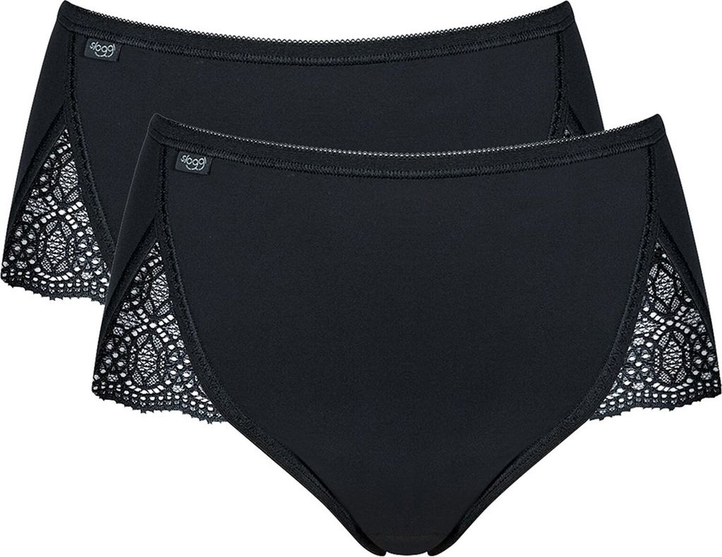 Sloggi Damen-Slips, schwarz, Pure Sense Luxe Maxi, 2-teilig, Größe 44