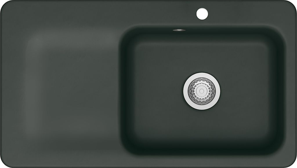 KeraDomo Spüle JUNA 90 in EIBE - Becken rechts mit Handbetätigung / Systemceram / Keramikspüle