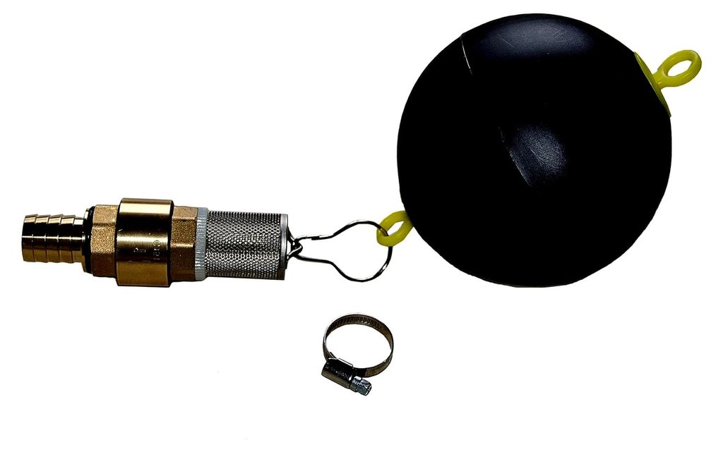Schwimmendes Entnahme Set 1", Schwimmerkugel, Saugkorb, Schlauchtülle, Rückschlagventil aus Messing oder Kunststoff, (MS) für Sauggarnitur 1 Zoll