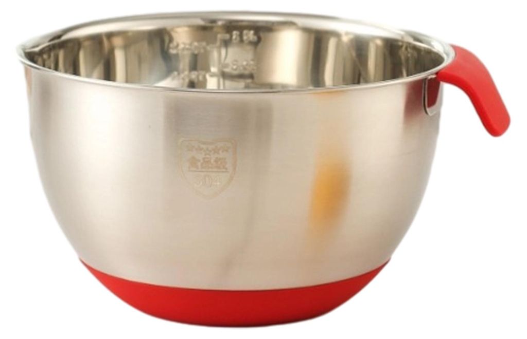 Rührschüssel aus Edelstahl mit Griff und Ausgießer, stapelbare Metallschüssel mit rutschfestem Boden, 24 cm, zum Mischen, Kochen, Backen und Vo...