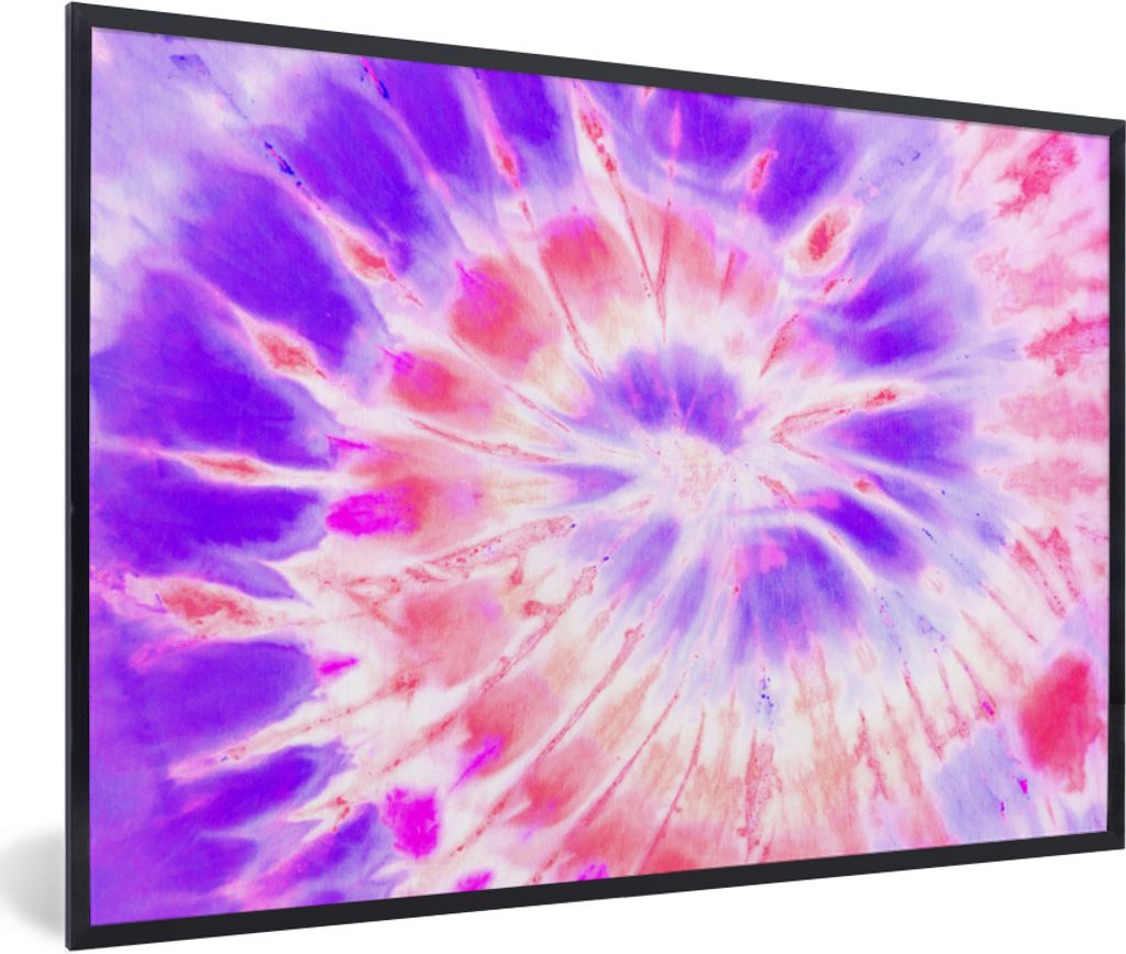 MuchoWow Gerahmtes Poster Sommer - Krawattenfärbung - Lila 60x40 cm - Poster mit Schwarzem Bilderrahmen Wandposter Rahmen Foto Bilder - Printing...