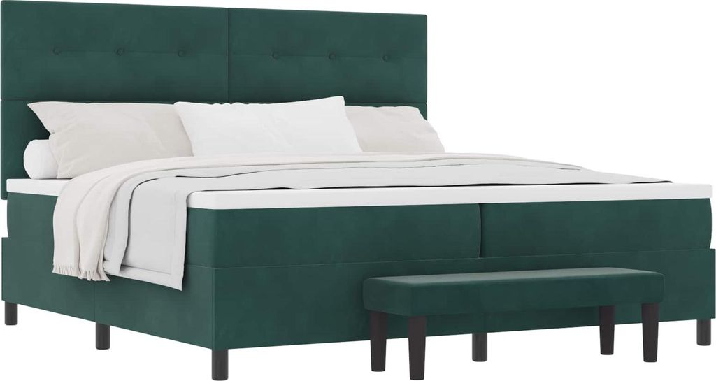 Boxspringbett mit Matratze Dunkelgrün 200 x 200 cm Samt