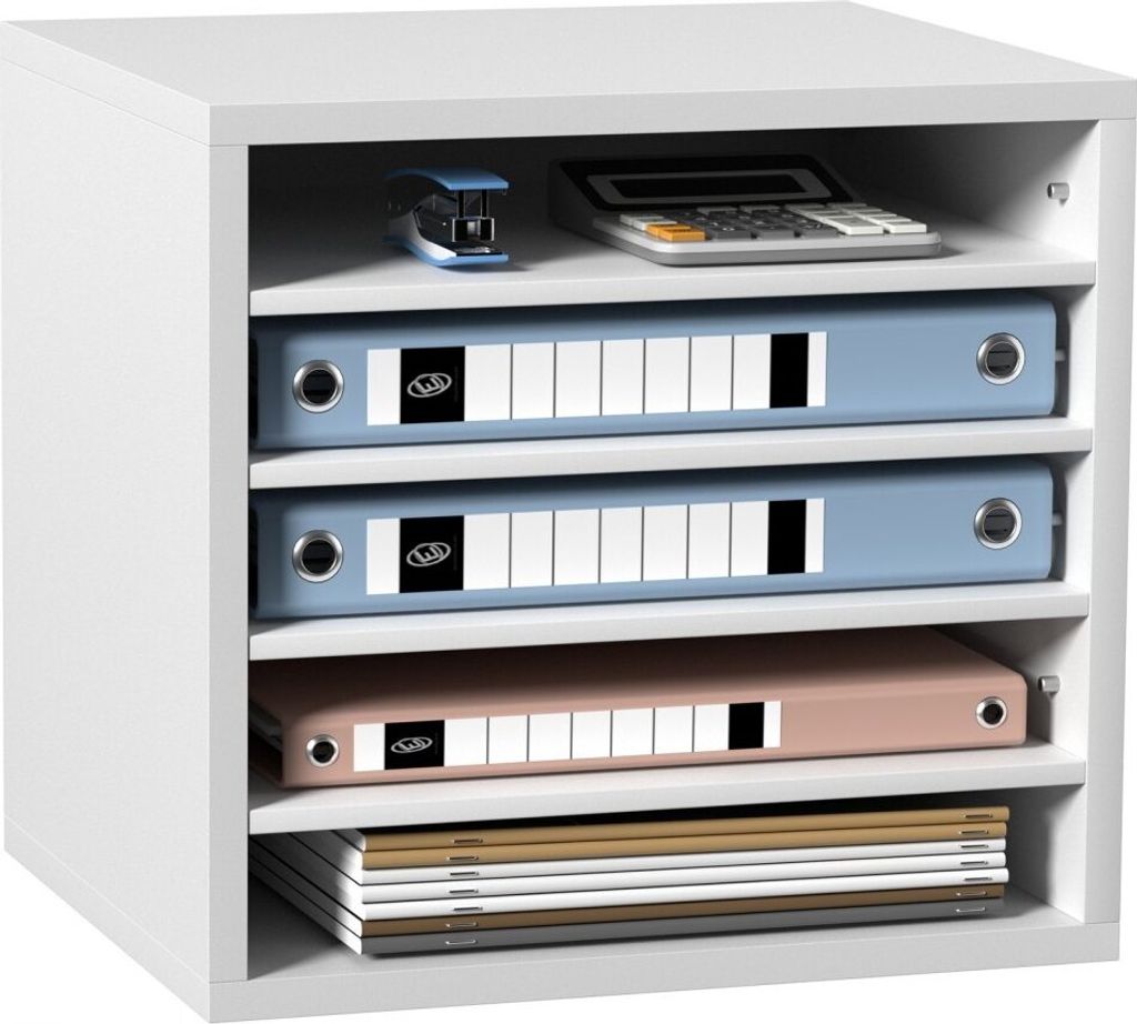 355 x 305 x 330 mm - Schreibtisch-Organizer, A4-Papierablage - Verstellbar und Stapelbar - White Desk Storage System - 5 Fächer