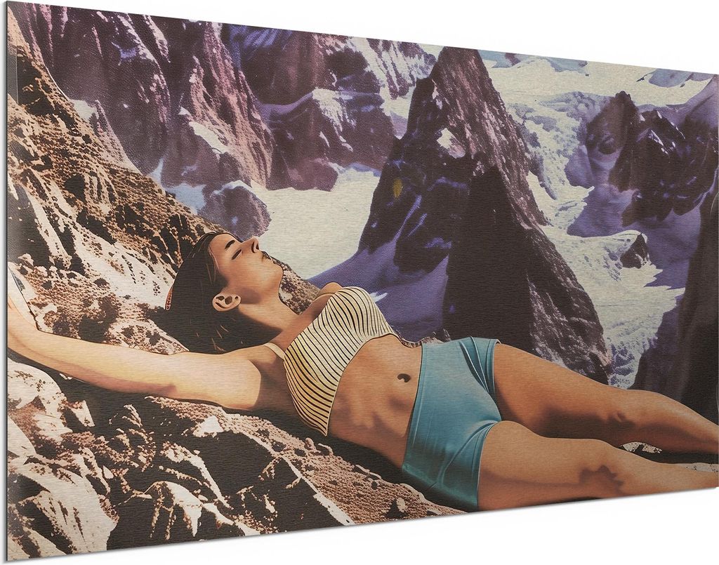 DEQORI Alu-Dibond Bild Silber 100x50 cm 'Urlaub im Kosmos' Wandbild Metall dünn Design