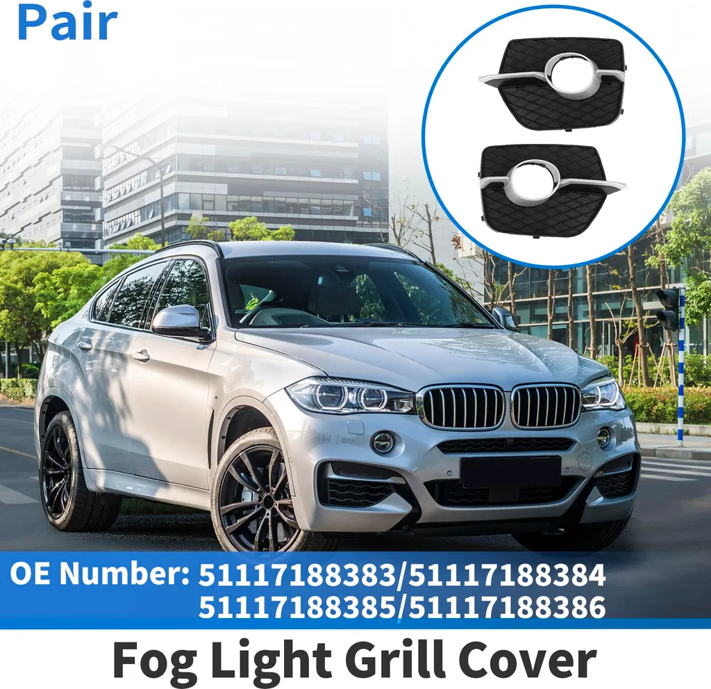 Grille de feu antibrouillard pour BMW X6 E71 2008-2014 noir et argent