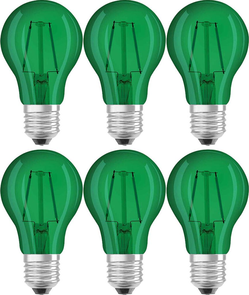 6 x Osram LED Leuchtmittel Star Classic A Decor Birne 1,6W E27 136lm 7500K Grün