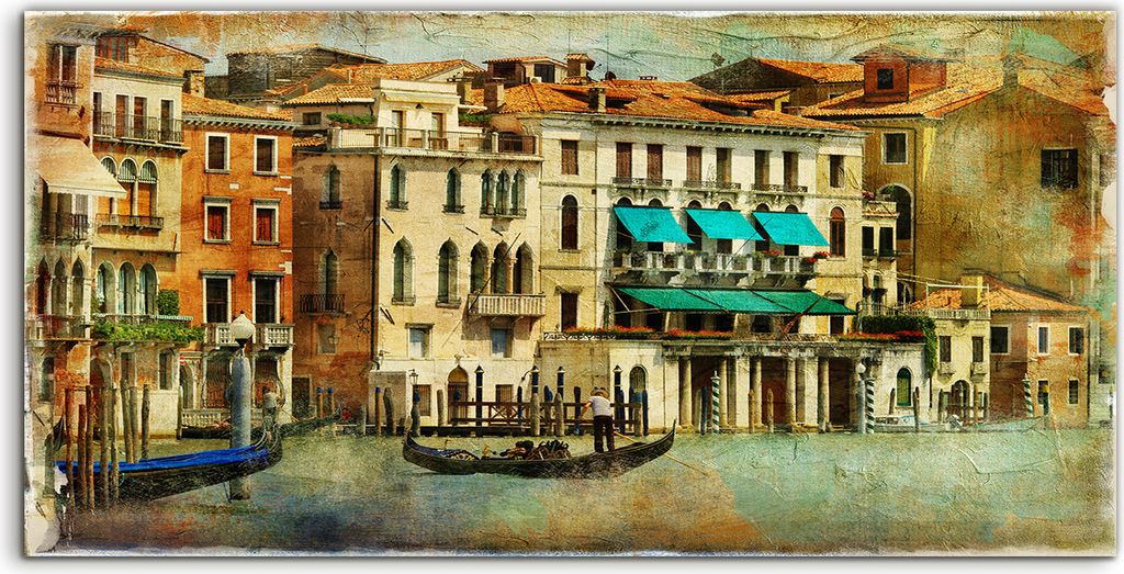 Coloray Spritzschutz aus Glas 140x70 Wandkunst Küchenrückwand Venedig Farbe Italien Stadt Wasser