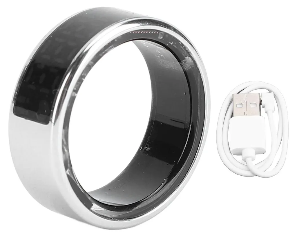 Anneau connecté sport avec écran tactile argenté pour fitness et running