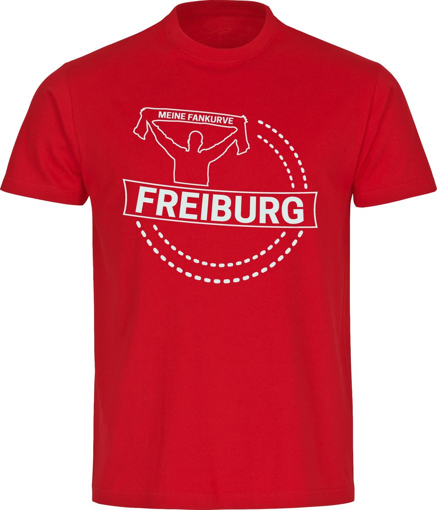 multifanshop Kinder T-Shirt - Freiburg - Meine Fankurve, rot, Größe 164