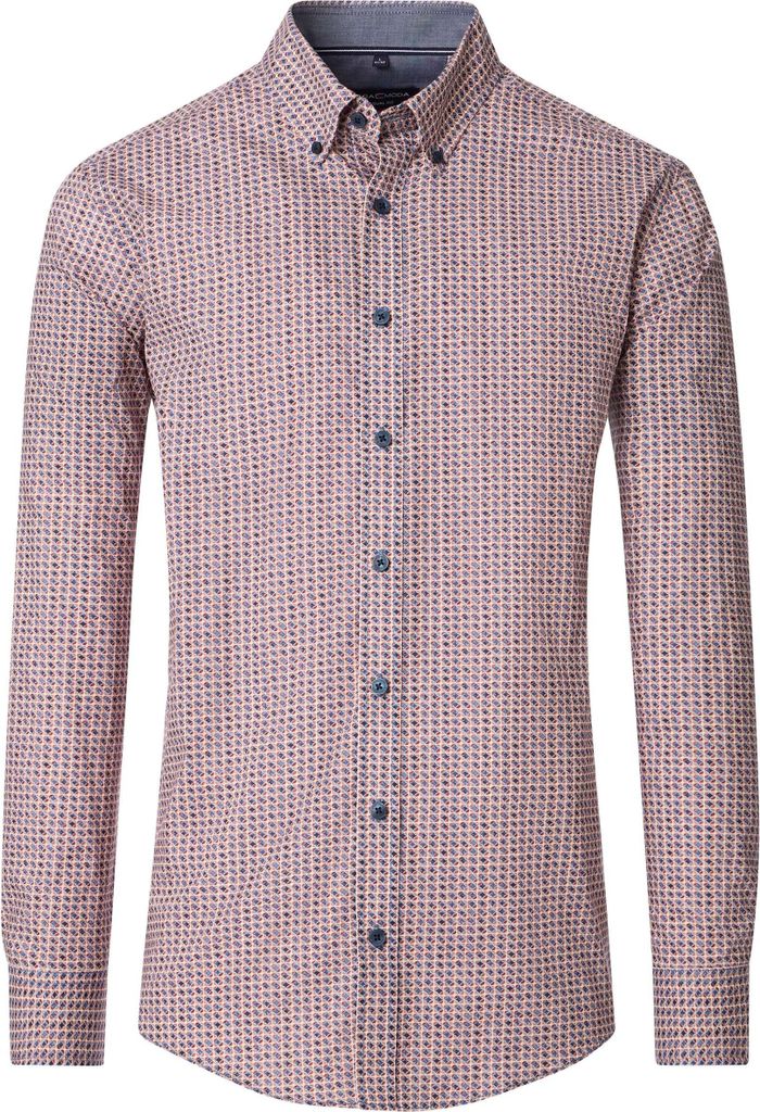 CASAMODA Herren Freizeithemd Langarm Button-Down Casual Rot gemustert XL