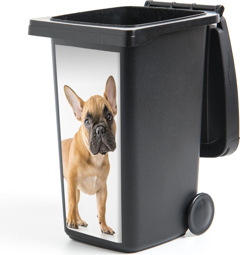 MuchoWow Mülltonnenaufkleber Französische Bulldogge - Braun - Weiß 38x80 cm - Behälteraufkleber - Mülleimer-Aufkleber - Container-Aufkleber