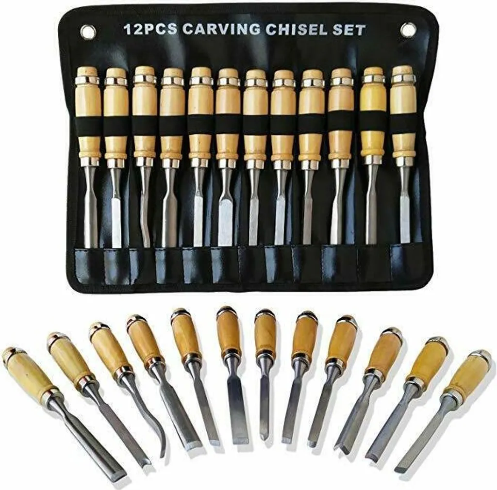 Ciseaux de sculpture sur bois débutant lot de 12 outils anti-fatigue