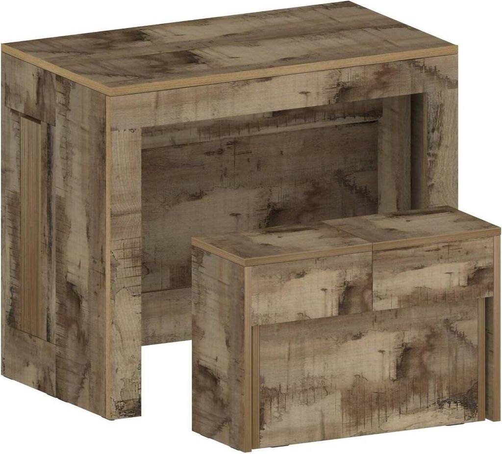 Tisch- und Stuhlset Dardizzon, Mehrzweckkomposition, Set mit Konsole und 1 ausziehbarer Bank, 100 % Italy, 66 x 25 x 45 cm, Ahorn