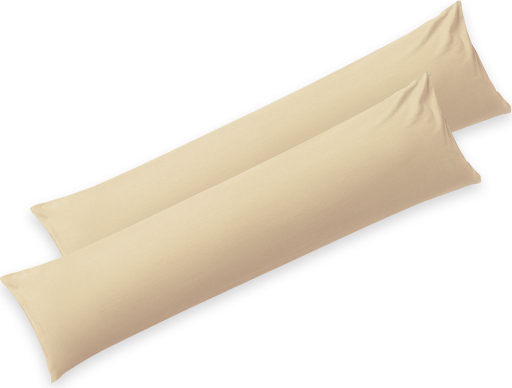 Blumtal Seitenschläferkissen Bezug 40 x 145 (2er Set Kissenbezüge) - Beige - Kissenhülle mit Reißverschluss