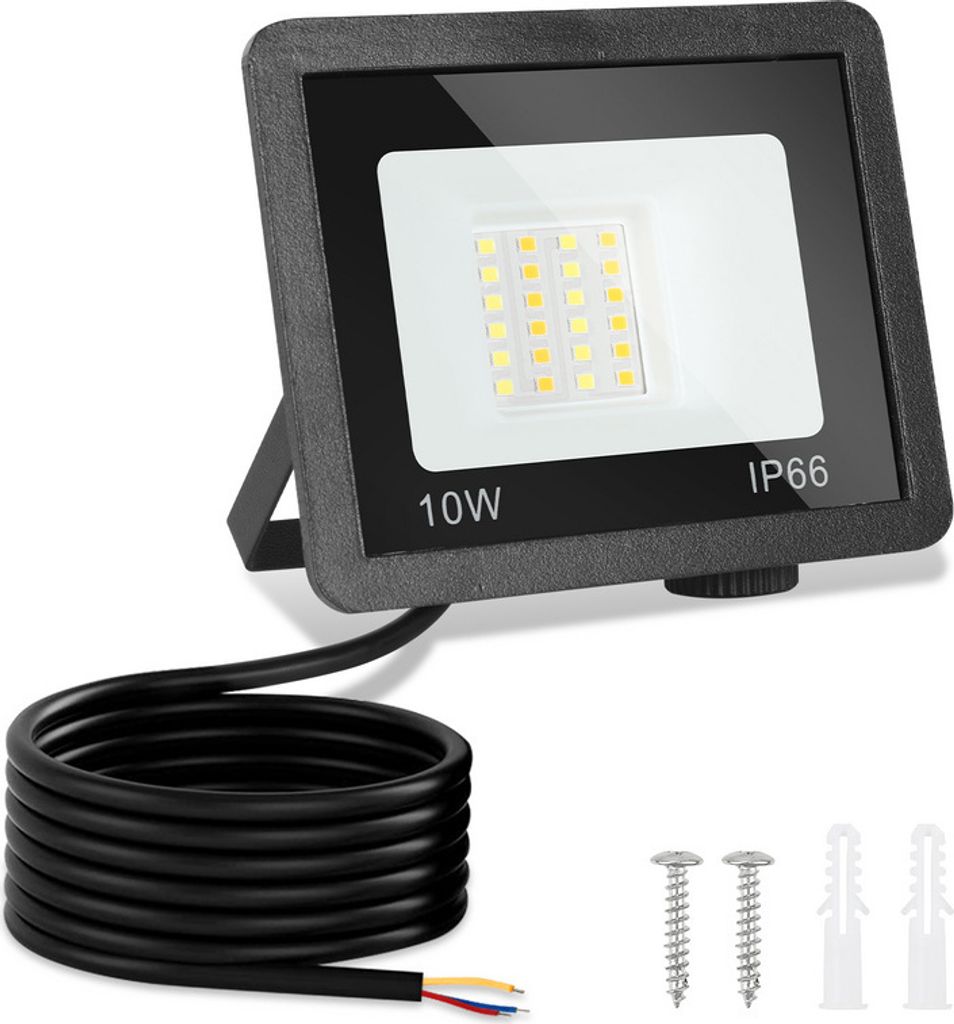 Hengda LED Fluter LED Strahler LED Baustrahler 1X 10W 3 Farbe 3000/4000/6500K Floodlight mit IP66 Wasserdicht