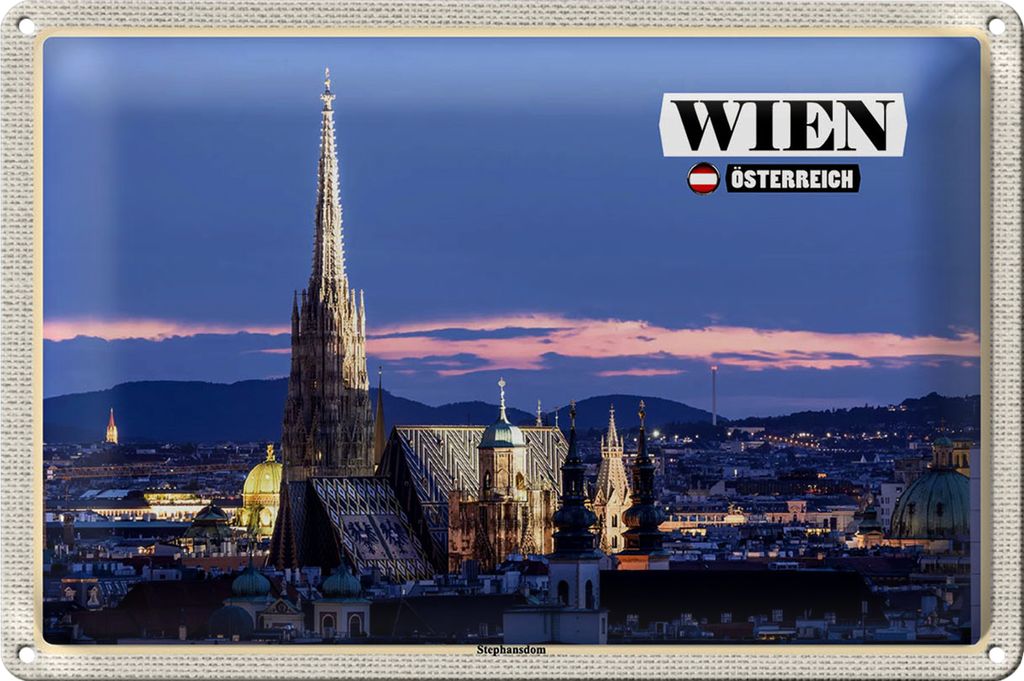Blechschild Reise Wien Österreich Stephansdom 30x20cm