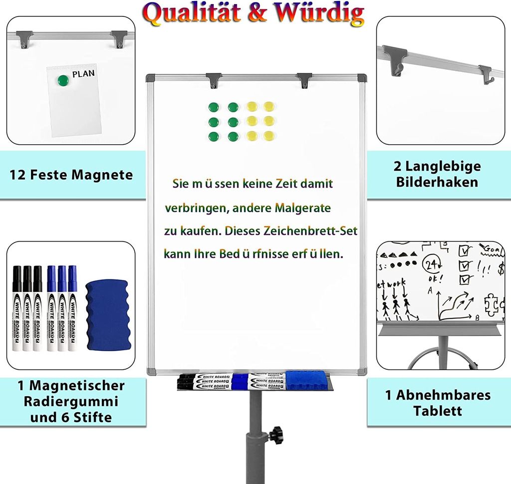 YARDIN Magnetický stojan na bílé tabule, bílá tabule na Obrázek produktu 4