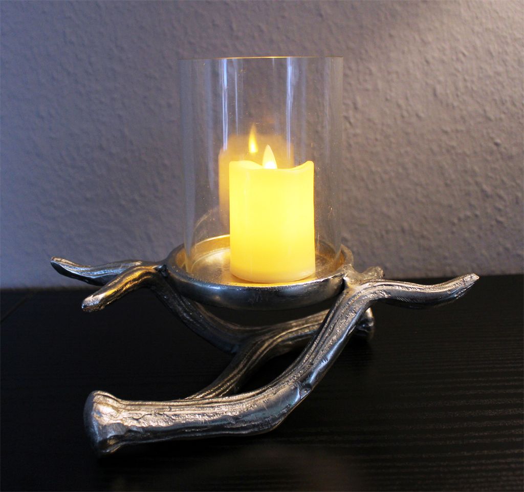 Kerzenhalter GEWEIH In Silber – 23 Cm, Landhausstil, Von Kobolo