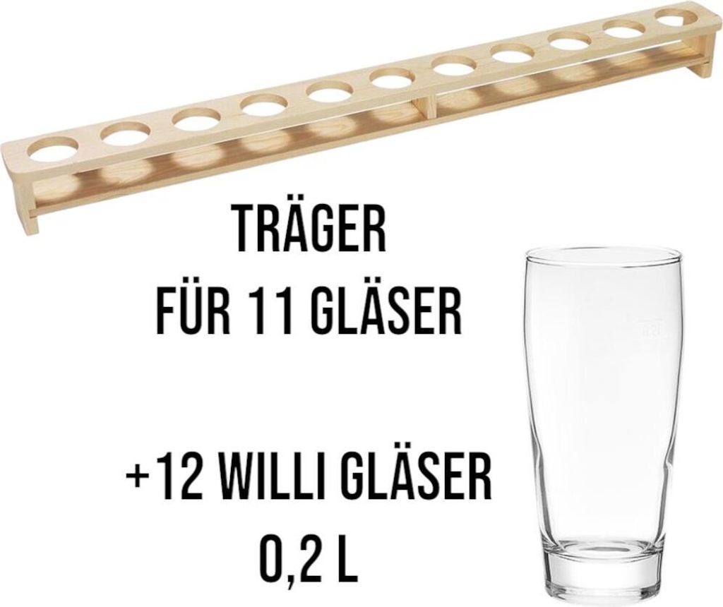 KESPER Bierglasträger + 12 Willi Gläser 0,2 l Biermeter Produktbild 