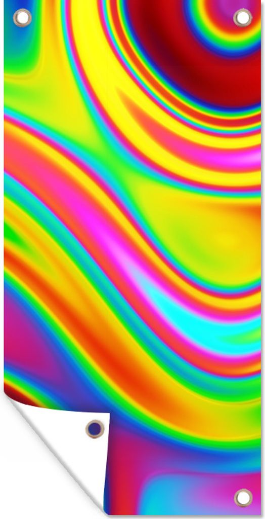 MuchoWow 40x80 cm Outdoor-Poster Gartendeko Sichtschutz Garten Poster für den Garten Kunst - Wellen - Farben - Psychedelisch