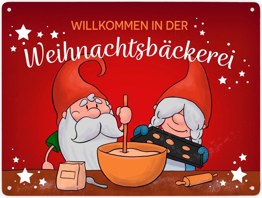 Willkommen in der Weihnachtsbäckerei Metallschild XXL in Produktbild 