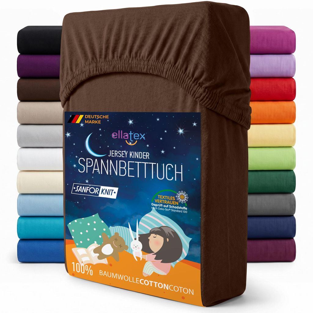 EllaTex Jersey Kinder Spannbettlaken 70x140 Baumwolle – Produktbild 