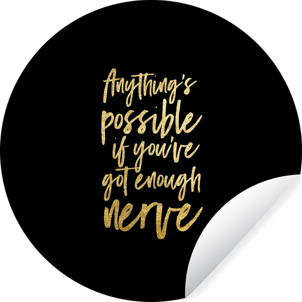 MuchoWow Runde Wandtattoo - Wandsticker Tapete Aufkleber Selbstvertrauen - Gold - Schwarz - Zitate Ø 80 cm Selbstklebend und Repositionierbar - ...