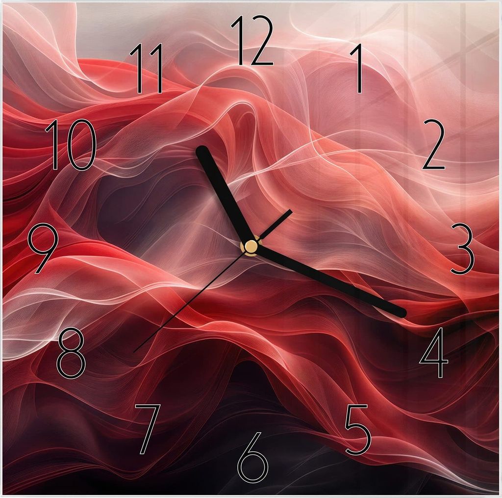 Wanduhr aus Glas mit Motiv Abstrakte Wellen- 30 x 30 cm - inkl. Aufhängesystem