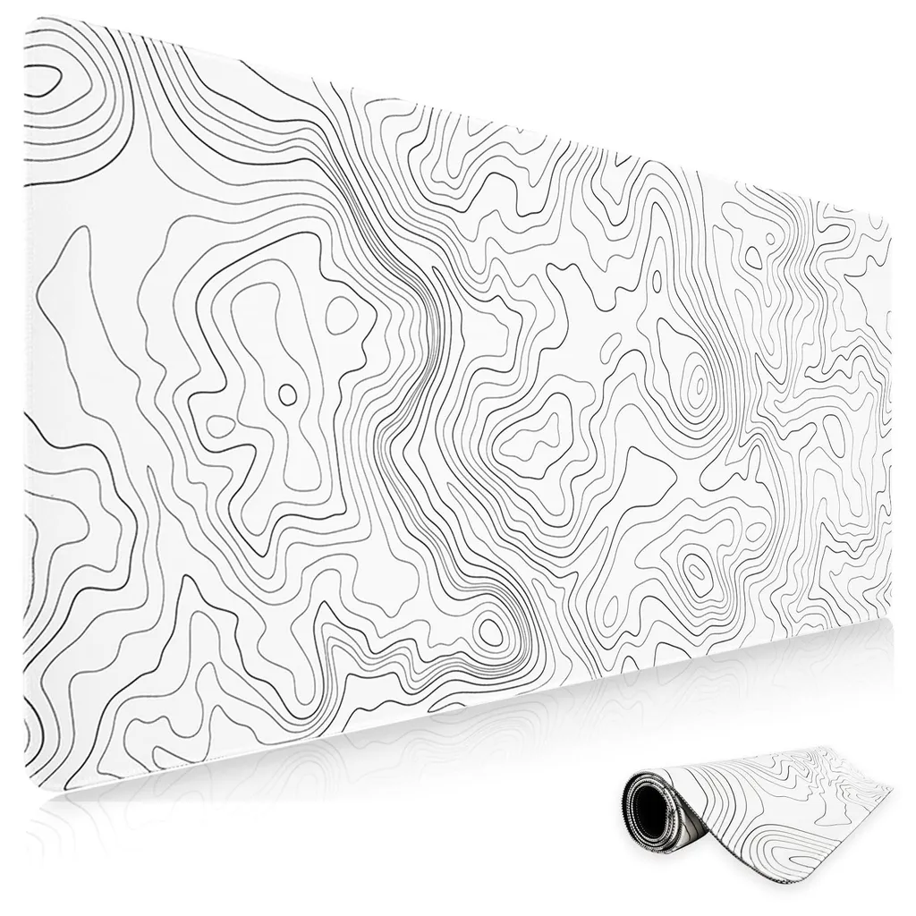 Sous-main de bureau XXL blanc antidérapant pour clavier et souris pro