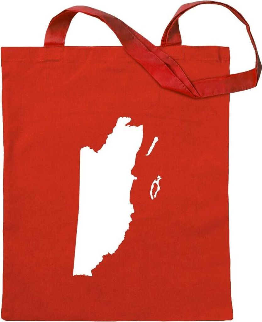 Kiwistar - Baumwolltasche - rot - Belize Umriss Kontur - Tragetasche Stoffbeutel Umhängetasche Langer Henkel