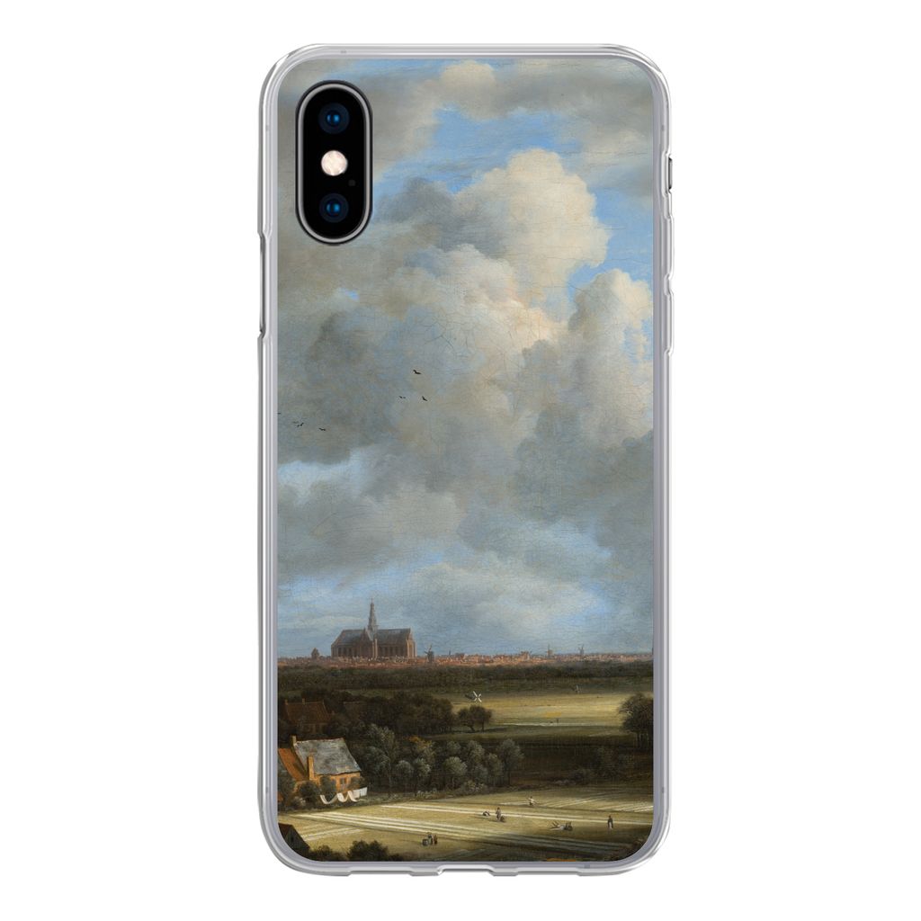 MuchoWow Handyhülle Schutzhülle Hülle für iPhone X Ansicht von Haarlem mit Tribüne - Gemälde von Jacob van Ruisdael Silikon Softcase Handy ...