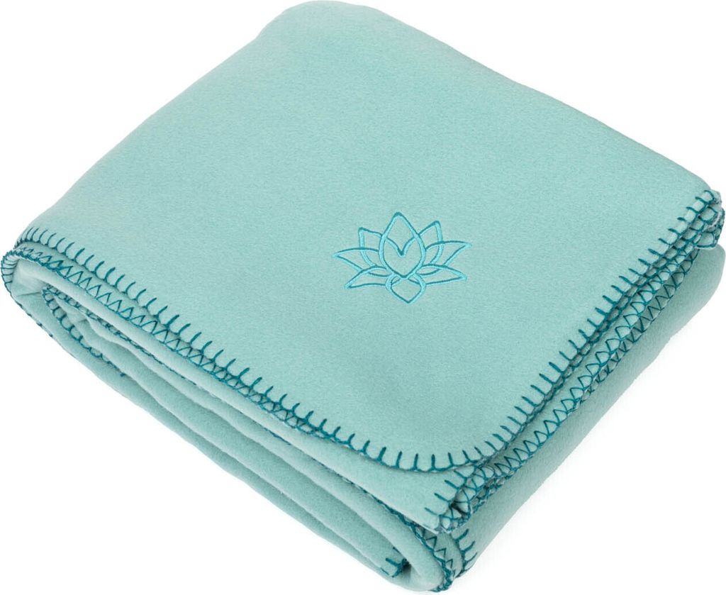 Yogadecke ASANA BLANKET aus Fleece mit LOTUS Stick mineral-blue